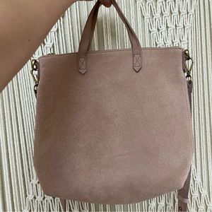 Madewell Zip-Top Transport Crossbody Bag Blush Pink Nubuck Suede Leather
